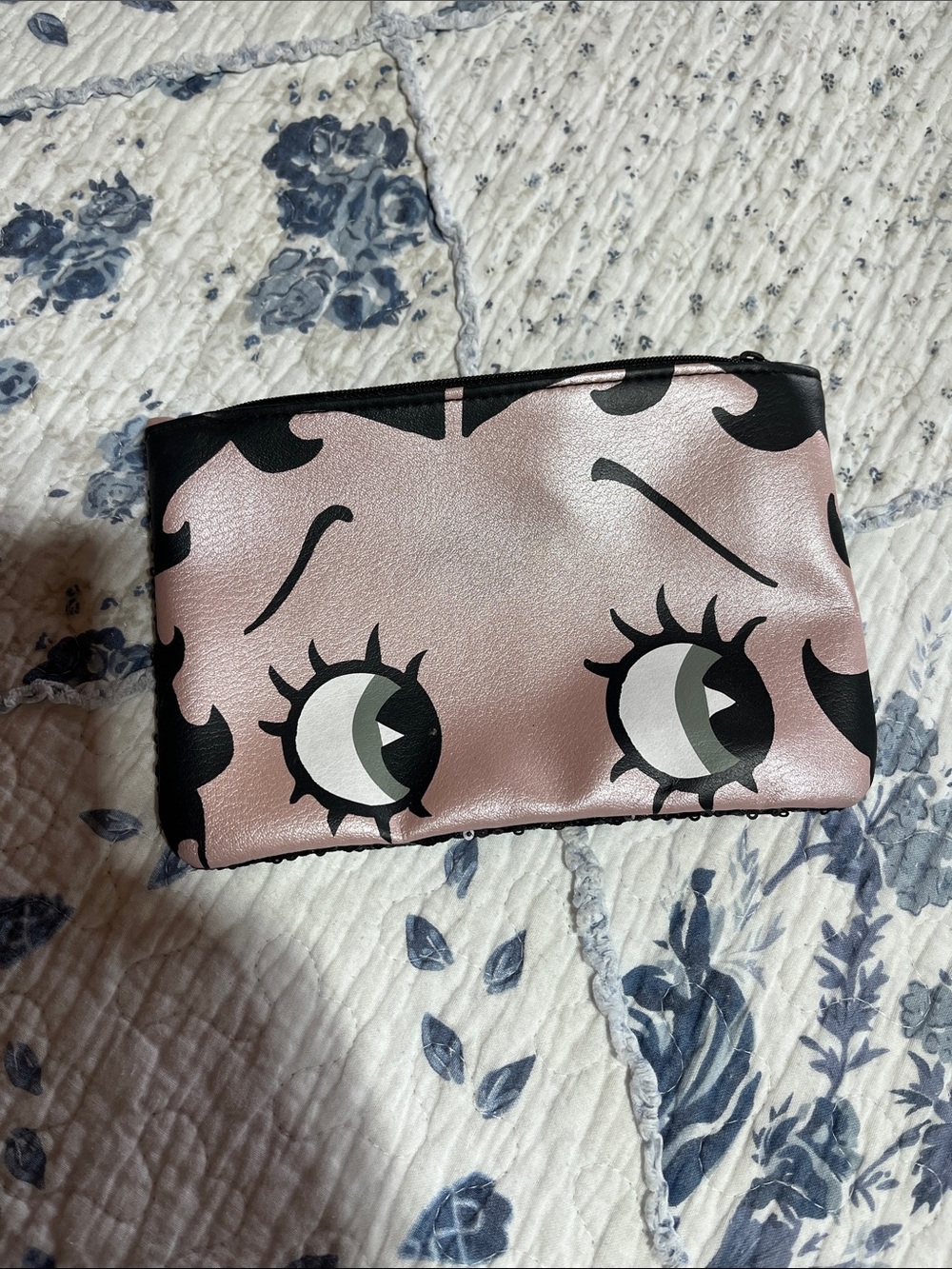 ipsy Pink and Black Betty Face Travel Pouch
